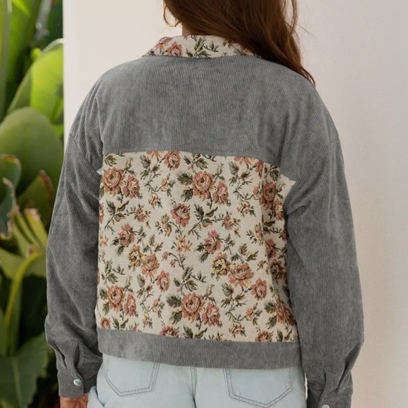 Floral Patchwork Gray Jacket - Picture 3 of 4